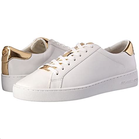 michael kors white and gold tennis shoes|Michael Kors white designer sneakers.